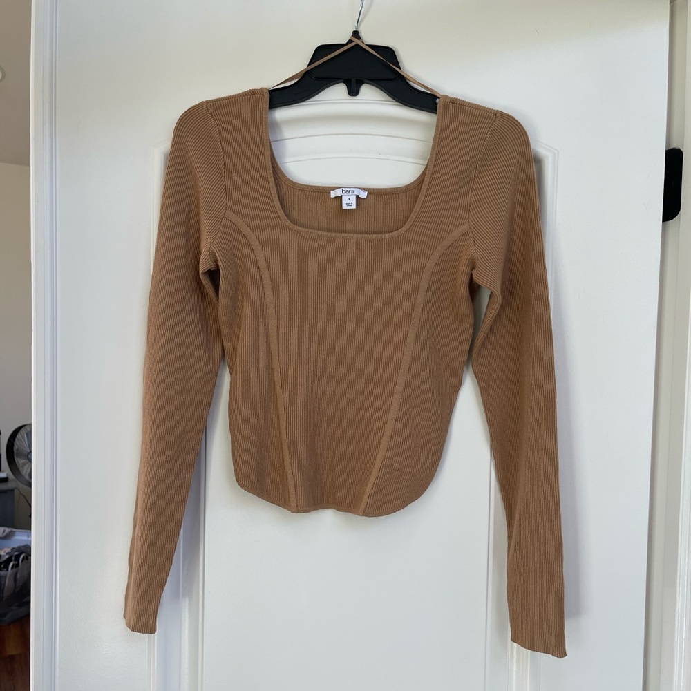 Bar III Ribbed Square Neck Top - Picture 6 of 8